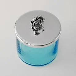 Riviera Blue Crystal with Crab Handle Trinket Box