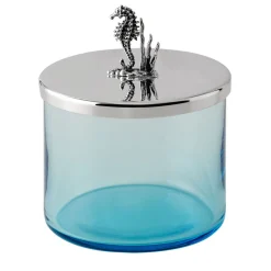 Riviera Blue Crystal with Seahorse Handle Trinket Box