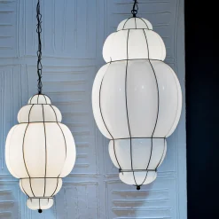 Rivisto Modern Small White Glass Pendant Light