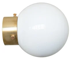 Ro' PS Round Milky Glass With Gold Finish Brass Base Applique