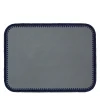 Rochelle Leather & Crochet Placemats Rectangular - Gray & Blue #1