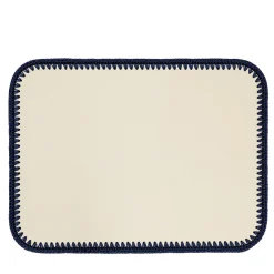 Rochelle Leather & Crochet Placemats Rectangular - White & Blue