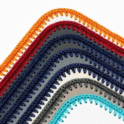 Rochelle Leather & Crochet Placemats Rectangular - White & Blue