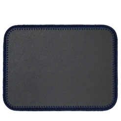 Rochelle Leather & Crochet Placemats Rectangular - Gray & Blue #2