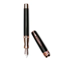 Rock Black Fountain Pen with Rose Gold Trims