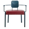 Rock4 Blue Lounge Armchair with Red Leather Seat by Marc Sadler