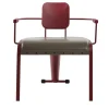 Rock Red Lounge Chair with Gray Leather Seat by Marc Sadler
