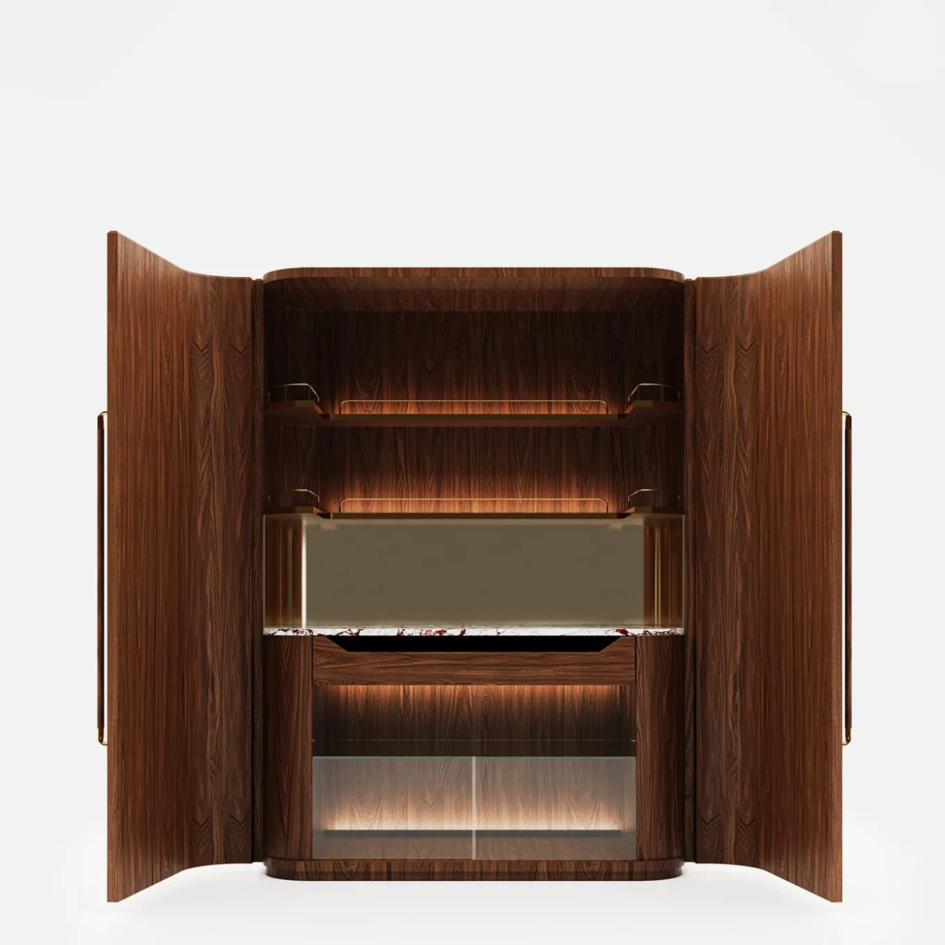 Roma Oak Wood Bar Cabinet