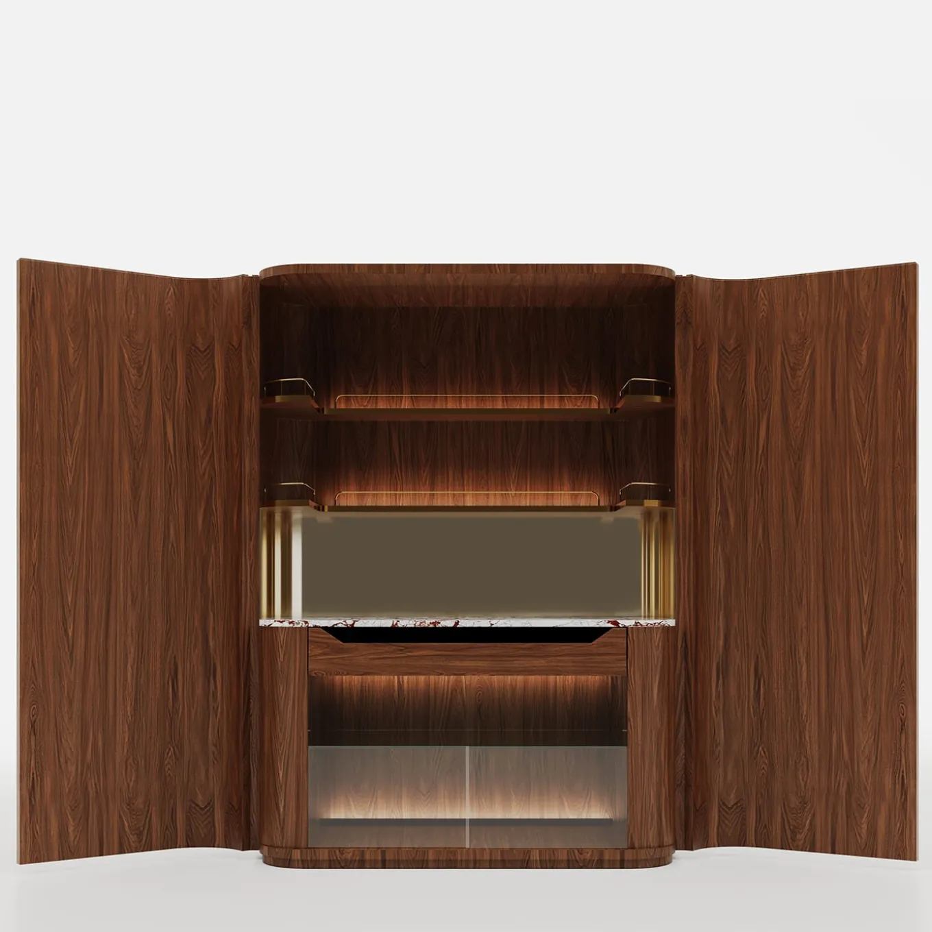 Roma Oak Wood Bar Cabinet