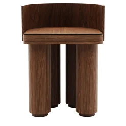 Roma Oak Wood Stool With Backrest
