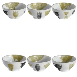Roma Set of 6 porcelain Bowls with ancient amphorae