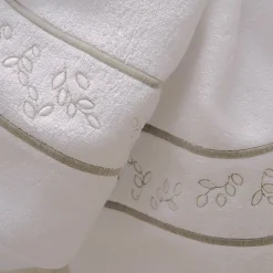 Roma White & Silver Olive Bath Towel