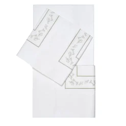 Roma White & Silver Olive US King Sheet Set