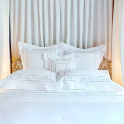 Roma White & Silver Olive US King Sheet Set