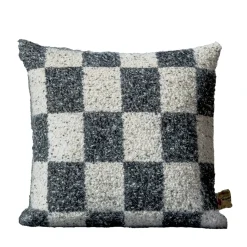 Ronce Square Checkered Black & White Mohair Cushion