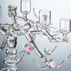 Rose Glass Candelabra in Transparent Finish