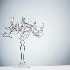 Rose Glass Candelabra in Transparent Finish