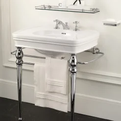 Rose White Ceramic and Chrome Finish Console
