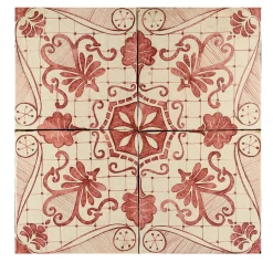 Rosso Ficus Indica Set of 4 Tiles #1