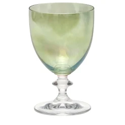 Rosy Set of 2 Green Wine Glasses