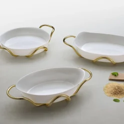 Round Baking Dish with Golden Holder by Itamar Harari