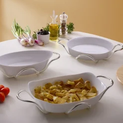 Round Baking Dish with Silver Holder by Itamar Harari