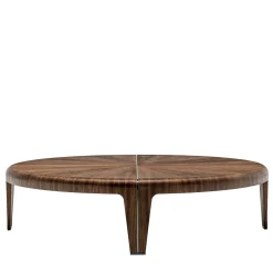 Round Canaletto Walnut Coffee Table with Metal Inlays