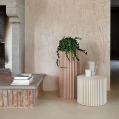 Round Corkcrete Taupe Aluminum Side Table #3