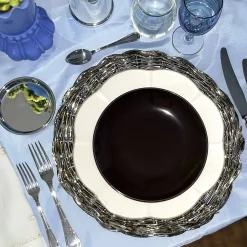 Round Silver Plated Woven Placemat