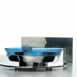 Round Table Limited Edition Aquamarine Centerpiece by Ettore Sottsass