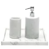 Round White Carrara Marble Bathroom Set