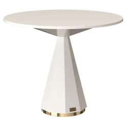 Round White Lacquered Wood Bistro Table