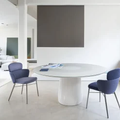 Roundel White Glass Round Table