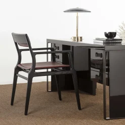 Roza Black Wood & Leather Chair