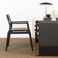 Roza Black Wood & Leather Chair