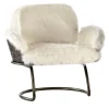 70s White Furry Armchair