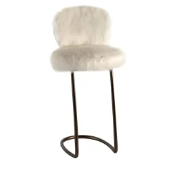 70s White Furry Stool