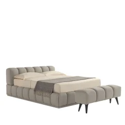 Sacai Bed with Storage and Bench Gray Leather