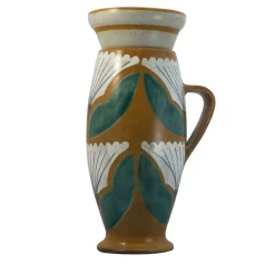 Saffron Brown Ceramic Vase with Lid With Floral Design