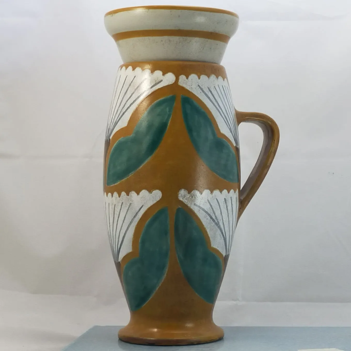 Saffron Brown Ceramic Vase with Lid With Floral Design
