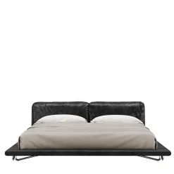 Saint Germain Timeless Leather And Raw Silver Metal Frame Bed