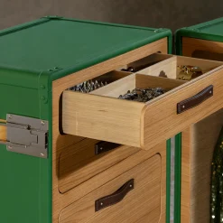 Saint-Tropez Green Wardrobe Trunk with Oak Inserts