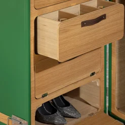 Saint-Tropez Green Wardrobe Trunk with Oak Inserts