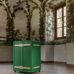 Saint-Tropez Green Wardrobe Trunk with Oak Inserts