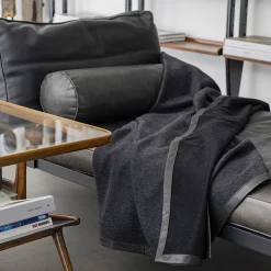Salon Leather-Hemmed Black Small Blanket