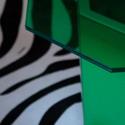 Sandra e Raimondo 35 Green Wood and Glass Side Table