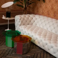 Sandra e Raimondo 35 Green Wood and Glass Side Table