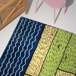 Sapphire Streams Handmade Wool Rug