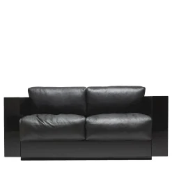 Saratoga Black 2-Seat Sofa by Lella and Massimo Vignelli