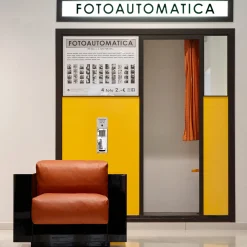 Saratoga Orange Armchair by Lella and Massimo Vignelli